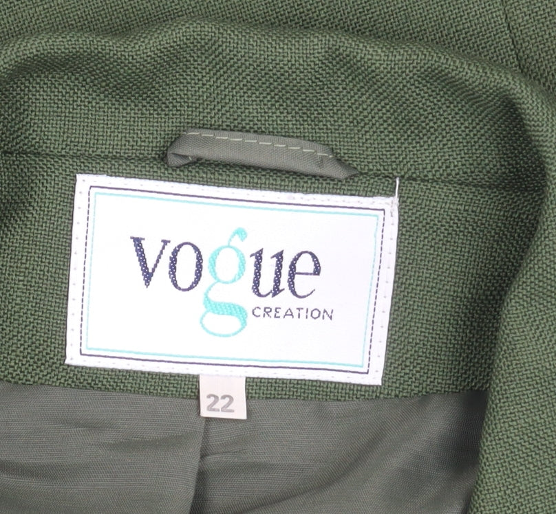 Close-up detail of Vogue Creation Women's Green Blazer, size 22