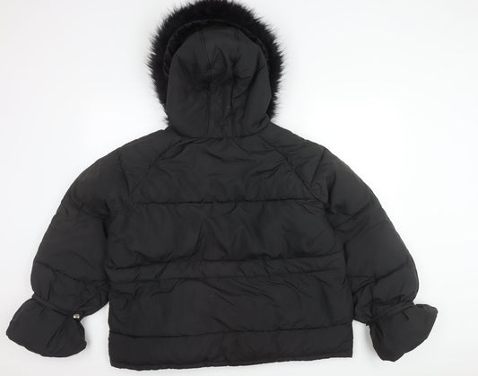 Boohoo Women's Black Puffer Jacket Size 14 - Winter Essential