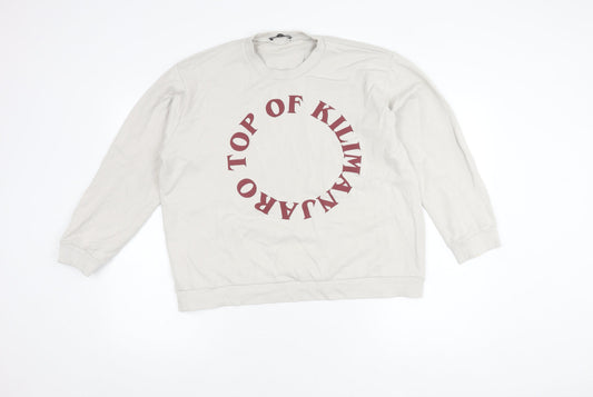 Additional front view of Zara unisex white graphic sweatshirt, size 12