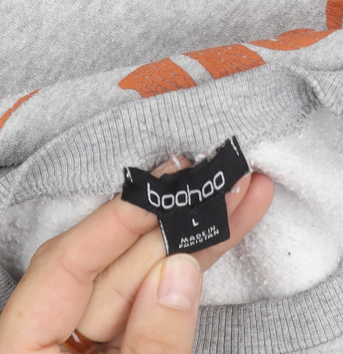 Mens UK Size L Boohoo Grey Pullover Sweatshirt