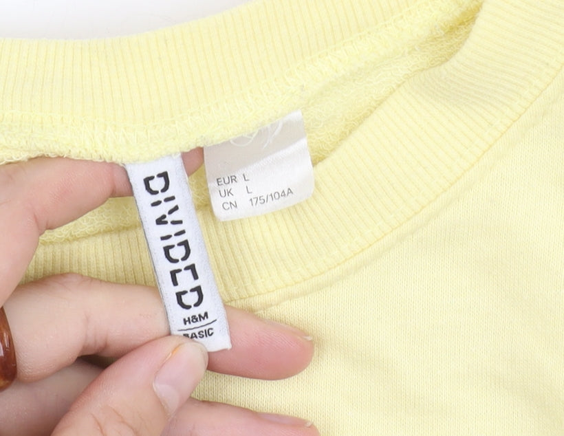 H&M Women's Yellow Pullover Sweatshirt, Size L, Casual