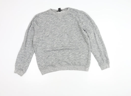 Additional front view of H&M Grey Cotton Sweatshirt unisex, size 12, casual