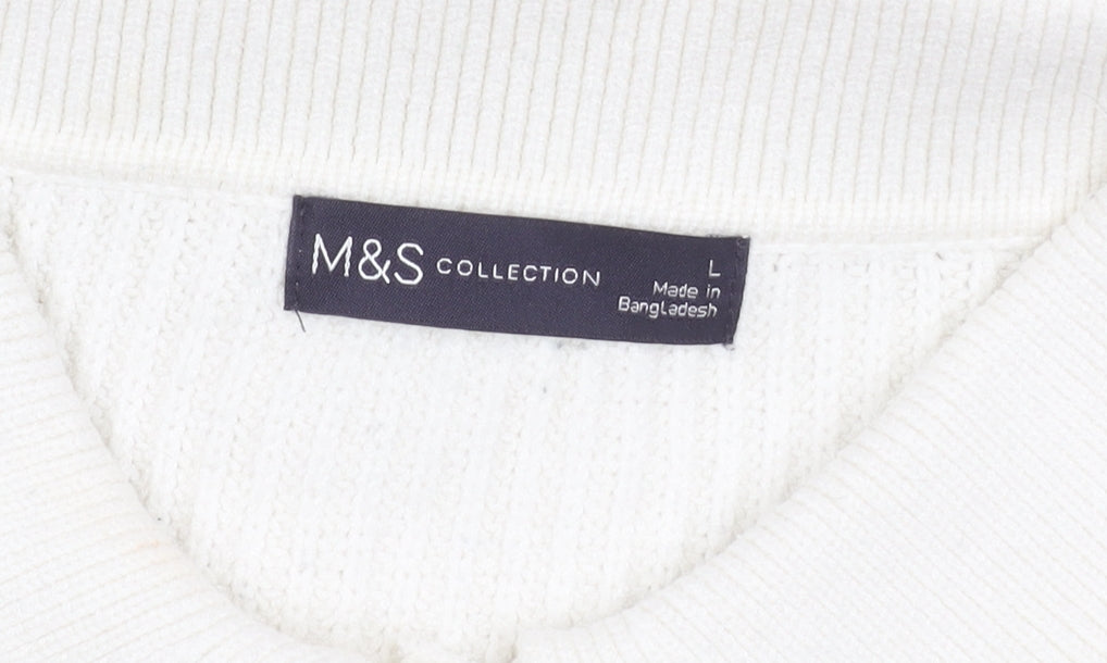 Womens UK Size L Marks and Spencer White Cardigan Jumper