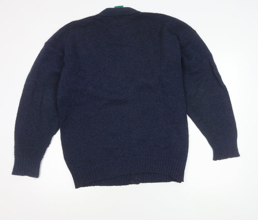 C&A Mens Blue Argyle Cardigan Medium V-Neck