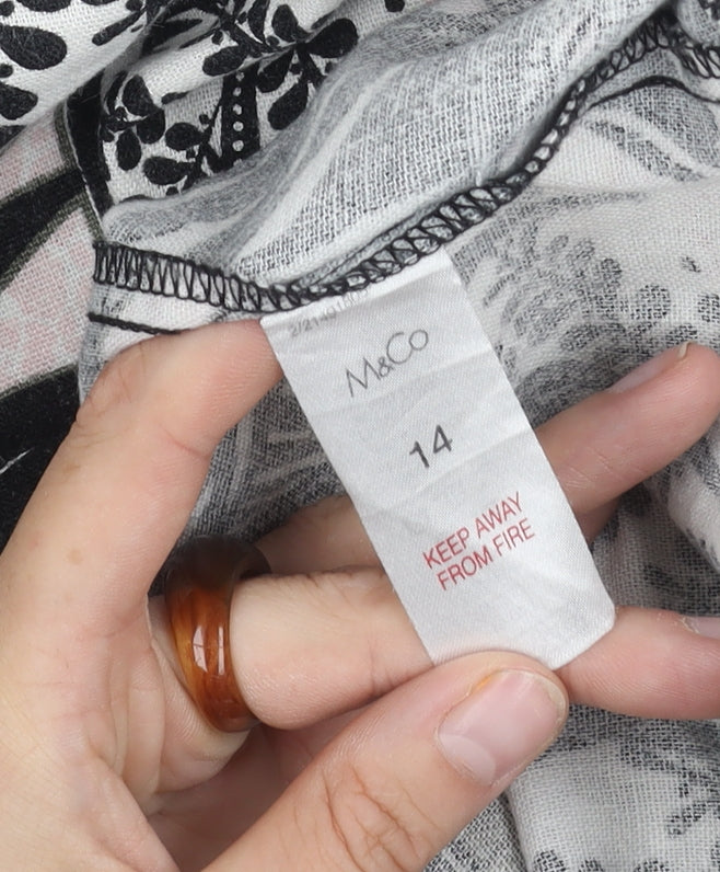M&Co Women's Floral Linen Dress Size 14