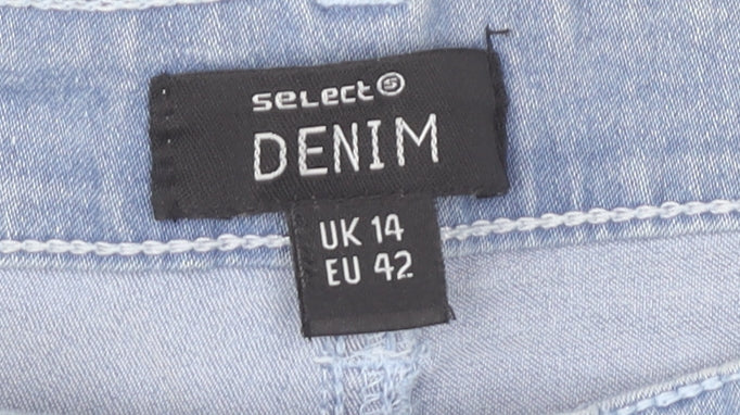 Select Women Blue Denim High-Rise Shorts Size 14