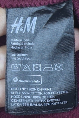 H&M Women's Red Pullover Hoodie - Size 16