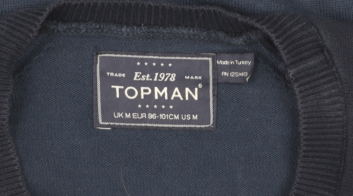 Topman Men's Blue Pullover Jumper, M, Crew Neck