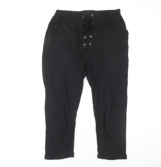 Womens UK Size 28 Zara Relaxed Fit Jogger Black Trousers