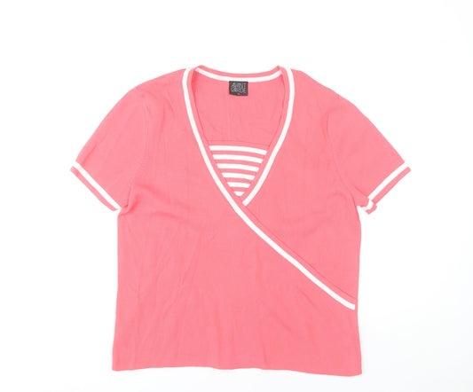 Womens UK Size M Avant Garde Pink Wrap Blouse