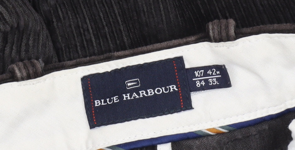 Marks and Spencer Men's Black Corduroy Trousers, Size 42