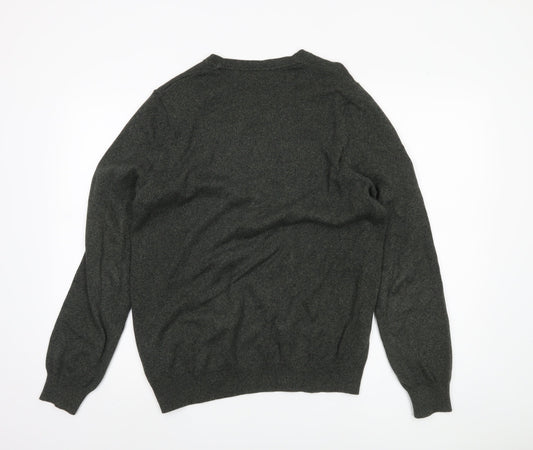 Marks and Spencer Men's Green Cotton Pullover Jumper Medium