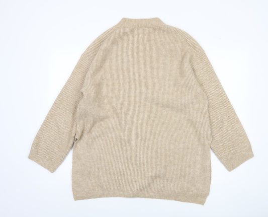 H&M Women Beige Cardigan, Size S, V-Neck