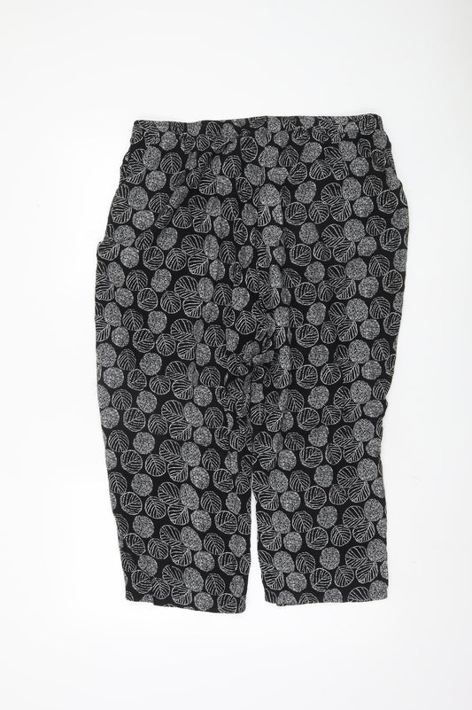 Autonomy Women’s Black Floral Cropped Trousers Size 18