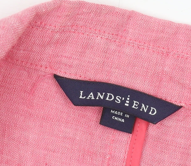 Additional view of Lands' End Women's Pink Linen Blazer, size 12, Petites