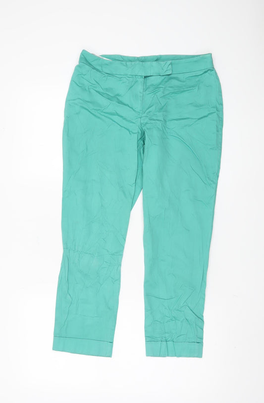 Womens UK Size 10 Dorothy Perkins Slim Fit Cropped Green Trousers