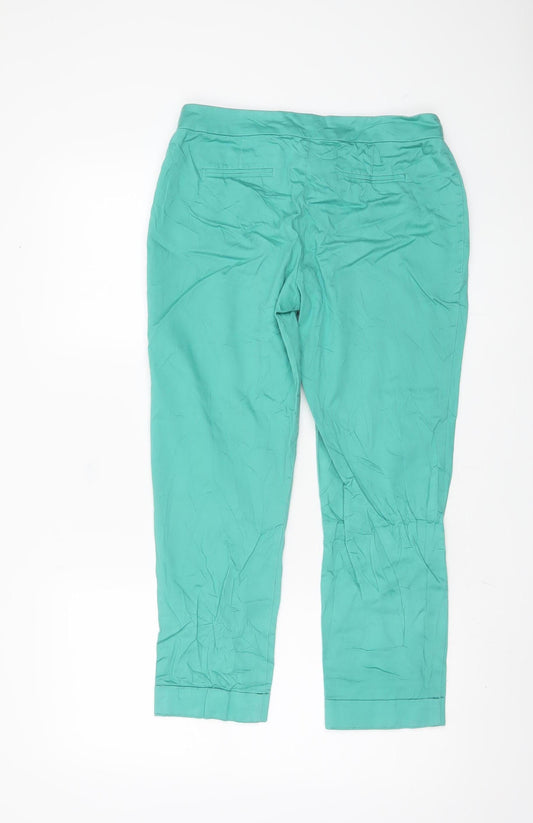 Womens UK Size 10 Dorothy Perkins Slim Fit Cropped Green Trousers