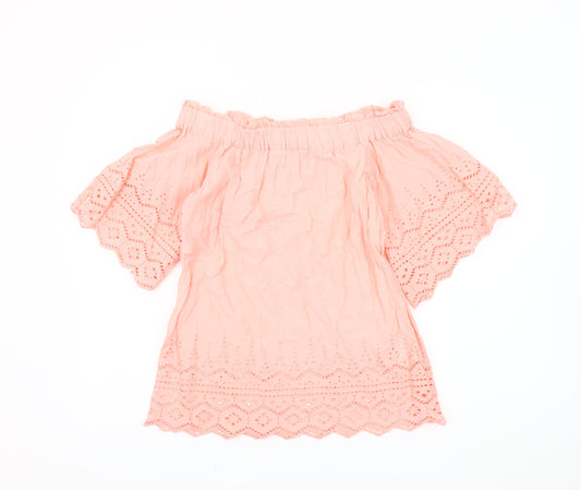 Womens UK Size 4 H&M Pink Cropped Blouse