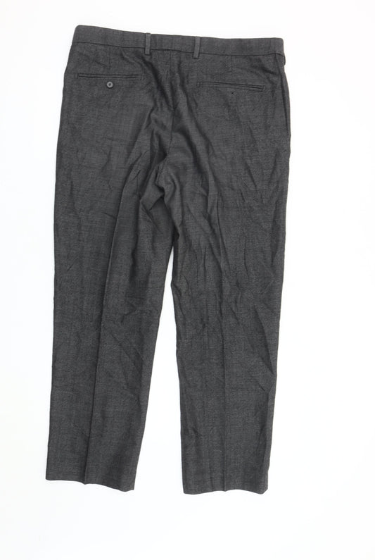 Mens UK Size 36 Marks and Spencer Regular Fit Dress Pants Grey Trousers