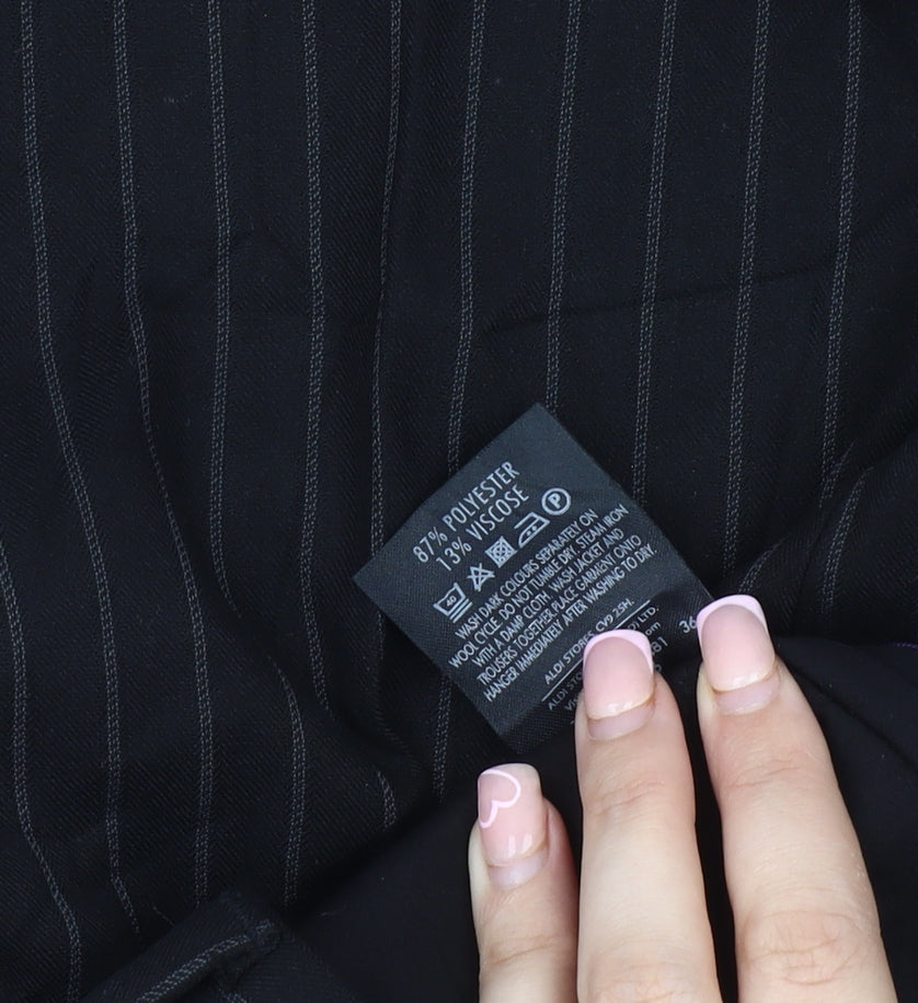 Avenue Men's Black Striped Dress Pants 34R