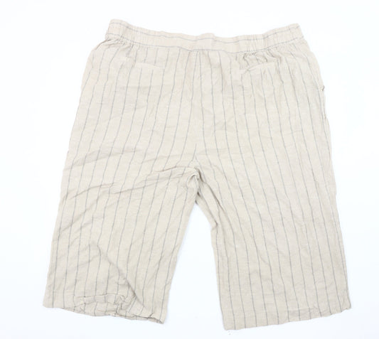 Capsule Women's Beige Striped Cropped Trousers Size 30