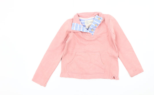 Fat Face Girls Pink Henley Sweatshirt 8 Years Button Accent