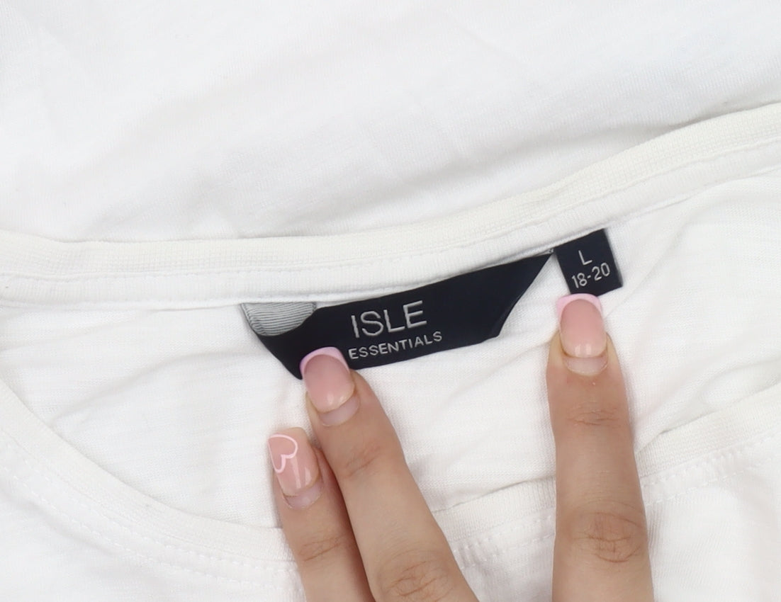 Womens UK Size L ISLE ESSENTIALS White T-Shirt