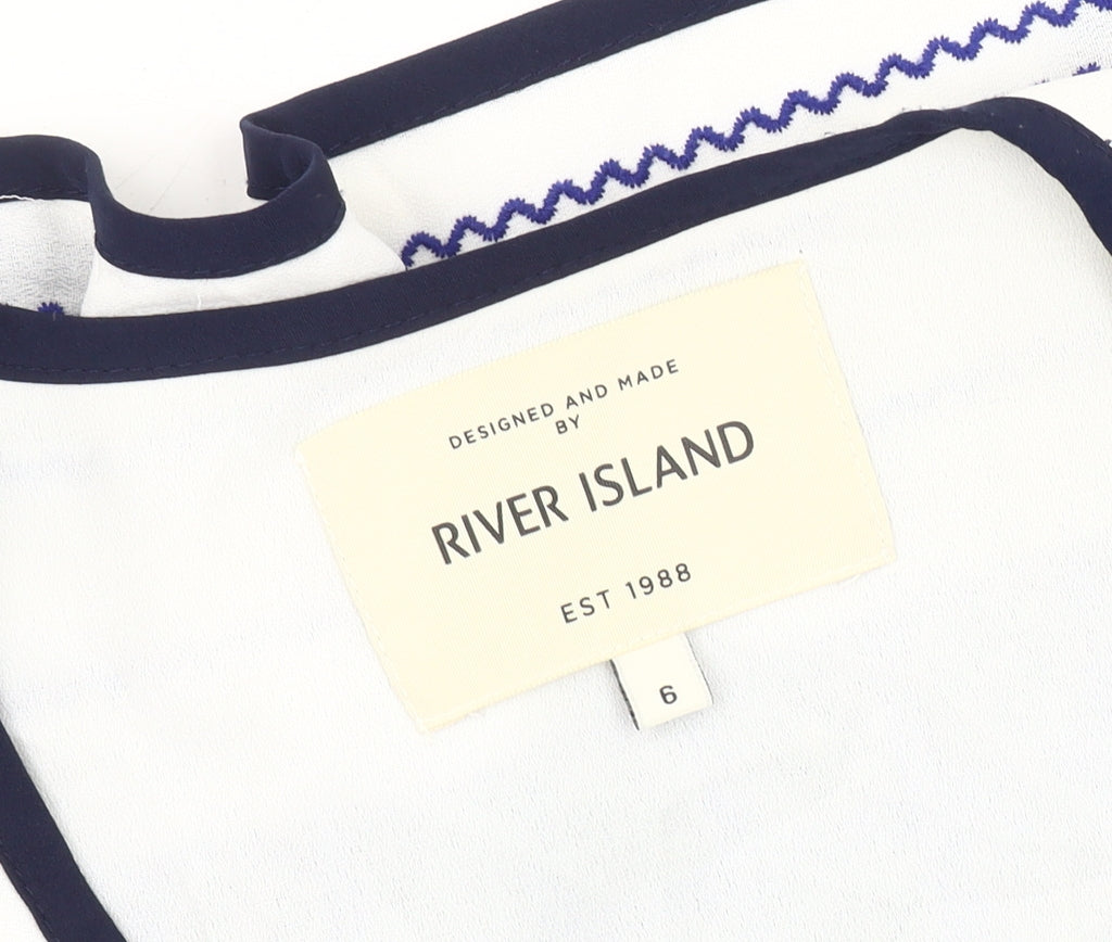 River Island Women’s White Geometric Blazer, Size 6