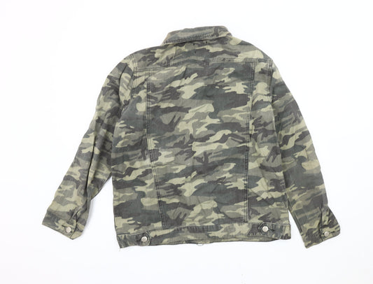 Boohoo Women's Green Camouflage Biker Jacket Size 12