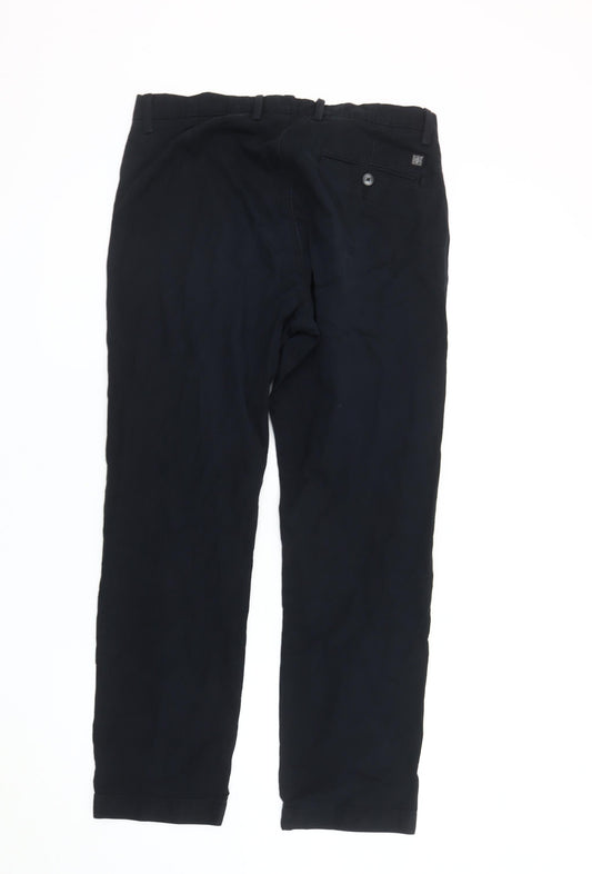 Mens UK Size 32 Marks and Spencer Regular Fit Straight Black Trousers