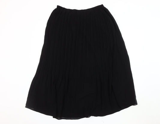 New Look Women's Black Pleated Midi Skirt, Size 14