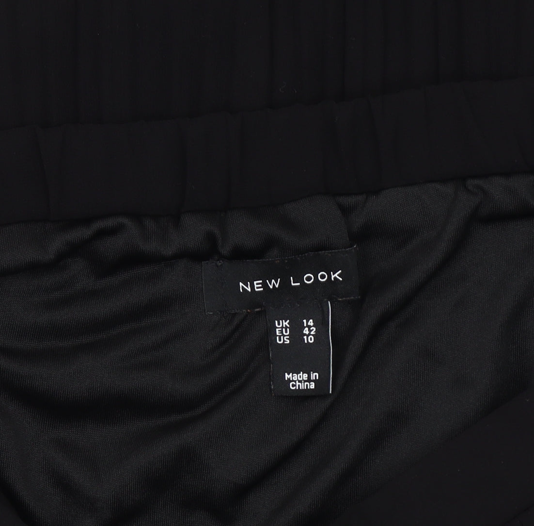 New Look Women's Black Pleated Midi Skirt, Size 14