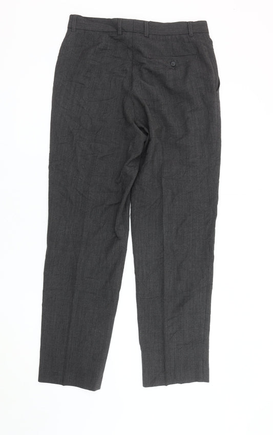 Linea Men's Grey Dress Pants, Size 32S, Wool Blend
