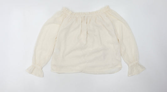 Womens UK Size 8 H&M Ivory Peasant Blouse