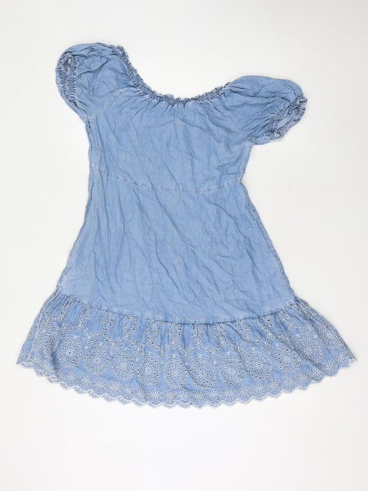 Next Women's Blue Puff Sleeve Dress Size 12