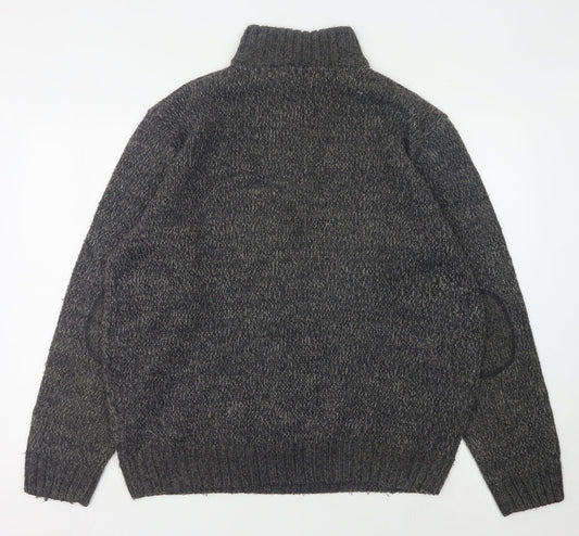 P.G. Field Men's Grey XL High Neck Chunky Knit Pullover