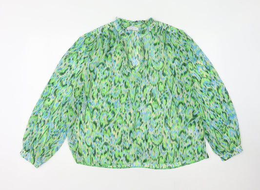 Additional front view of Matalan Women's Green Animal Print Blouse, size 12