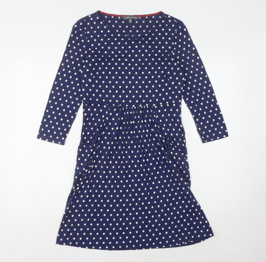 Additional front view of Laura Ashley Women's Blue Polka Dot A-Line Dress