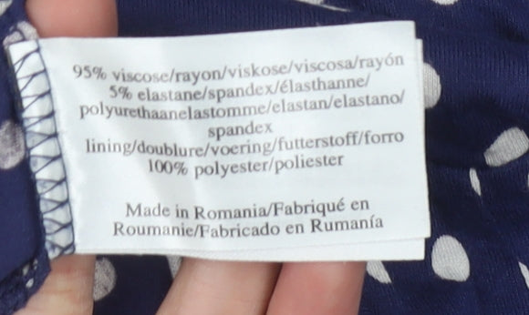 Brand and care label for Laura Ashley Women's Blue Polka Dot A-Line Dress