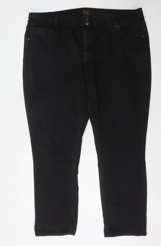Womens UK Size 12 F&F Regular Fit Skinny Black Jeans