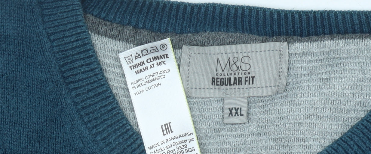 Marks and Spencer Men's Blue 2XL Pullover Jumper