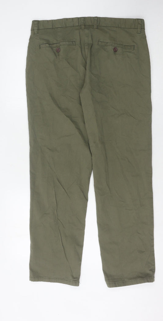 George Men's Green Chino Trousers, 36W 30L, Casual Style