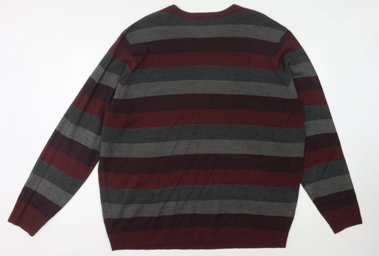 M&Co Men's Multicoloured Striped Pullover Jumper 2XL