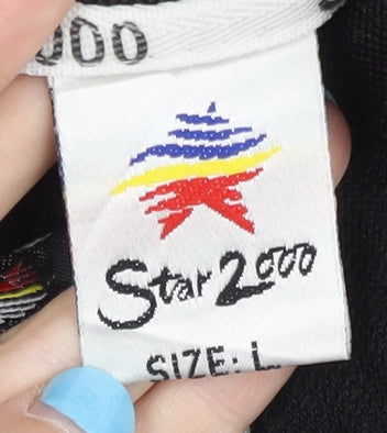 Brand and care label for Star 2000 Men's Black L Polo Shirt with Logo