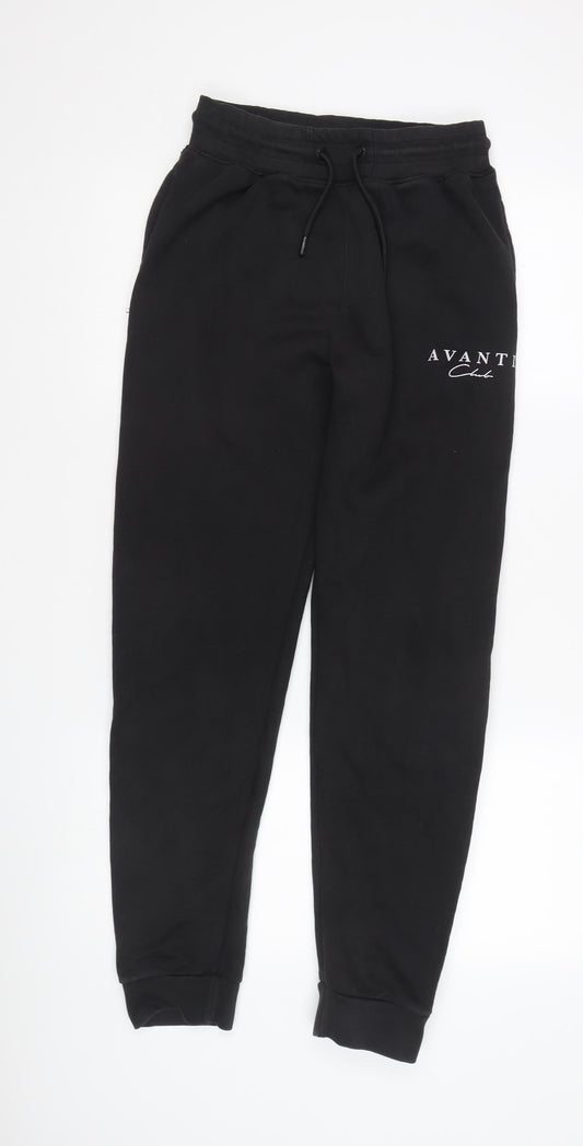 Mens UK Size M Avanti Regular Fit Jogger Black Trousers