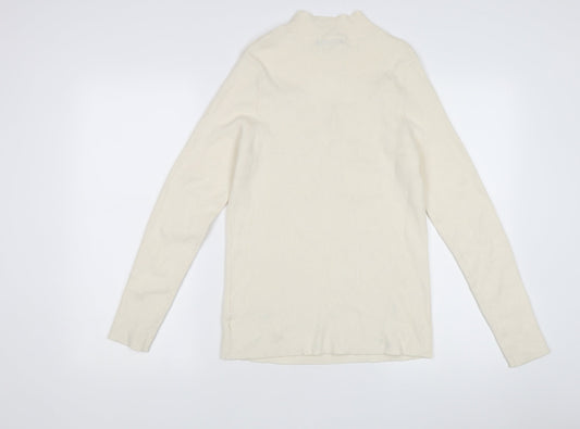 F&F Women's Ivory Mock Neck Pullover, Size L