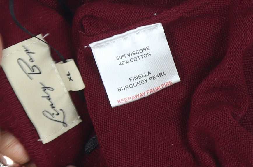 Close-up detail of Lindy Bop Women's Red Wrap Jumper XL
