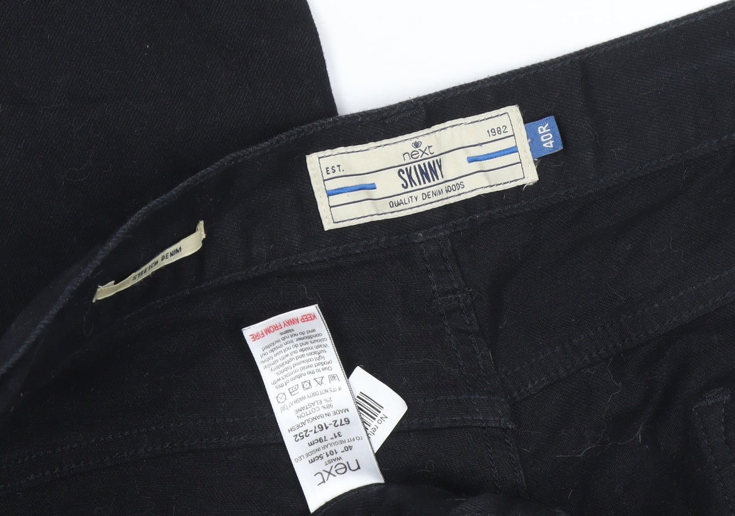 Next Men's Black Skinny Jeans, Size 40, Excellent