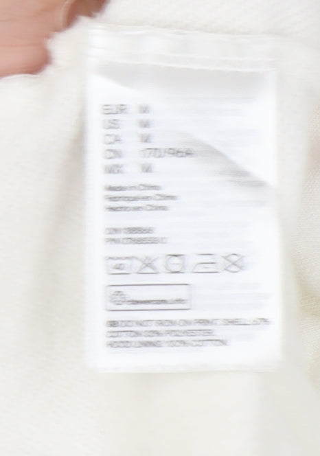 H&M Women’s White Hooded Love Logo Crop Hoodie M