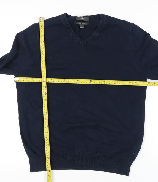 Marks and Spencer Blue Men's V-Neck Pullover Jumper M